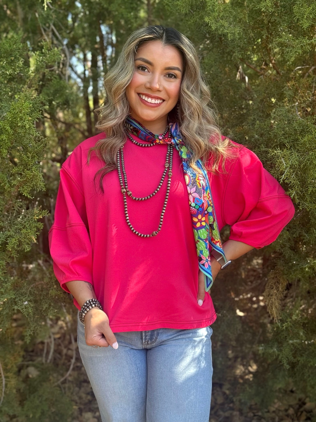 Landree Pink 3/4 Sleeve Top