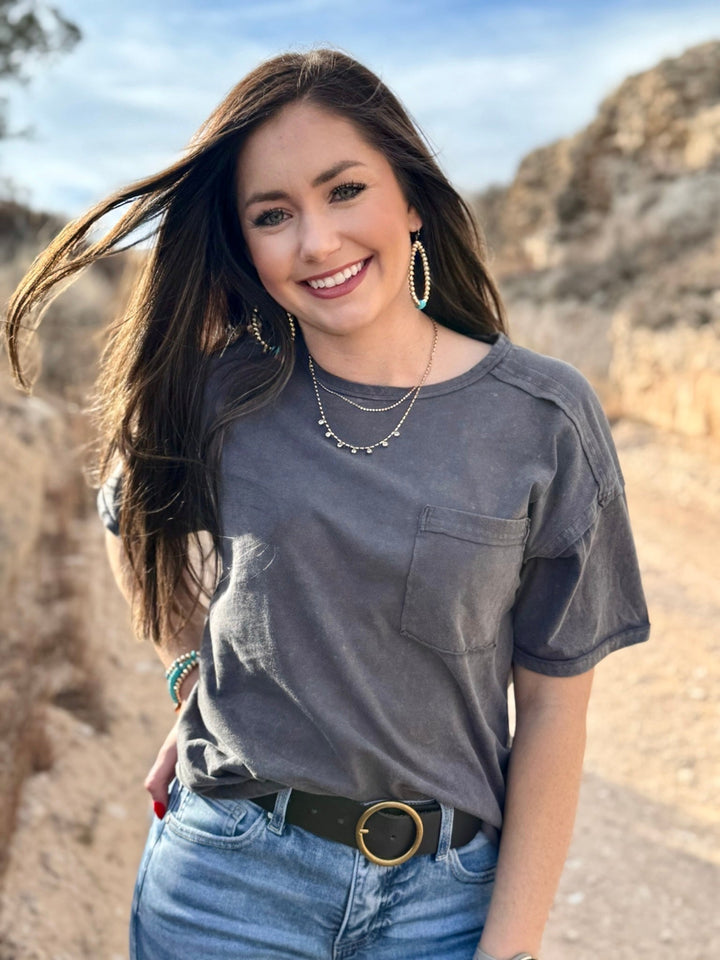 Michelle Grey Pocket Top