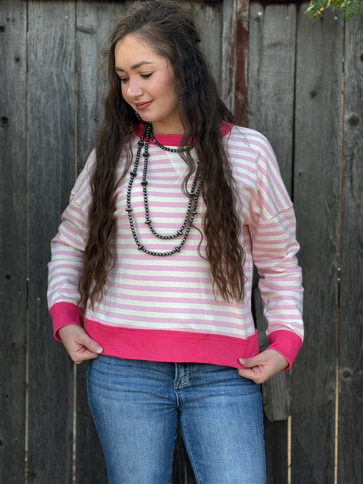 Kenna Pink & Cream Striped Top