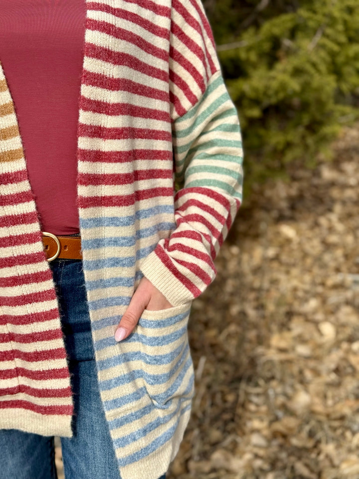 Maya Color Block Striped Cardigan