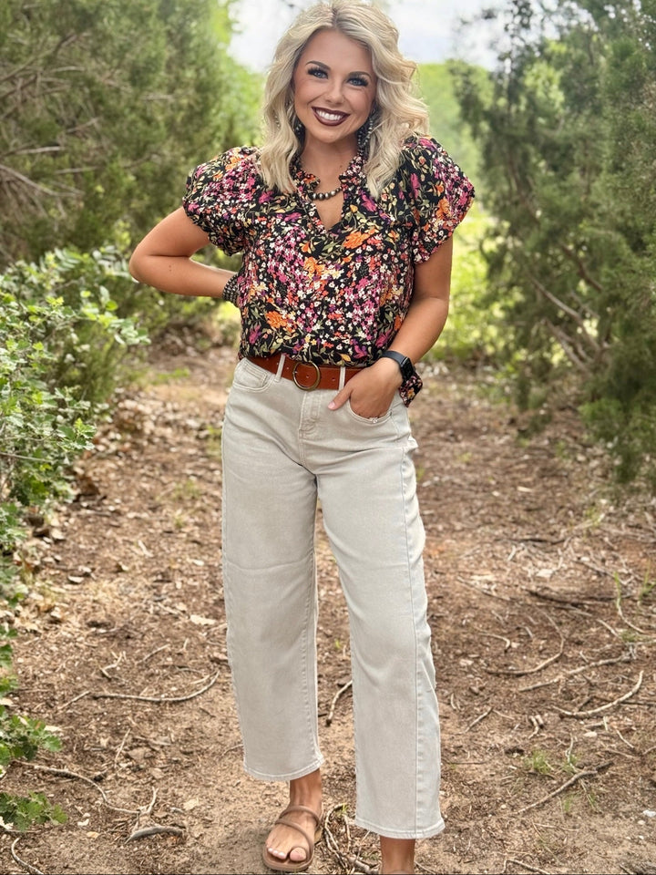Sara High Rise Cropped Barrel Jean by Risen