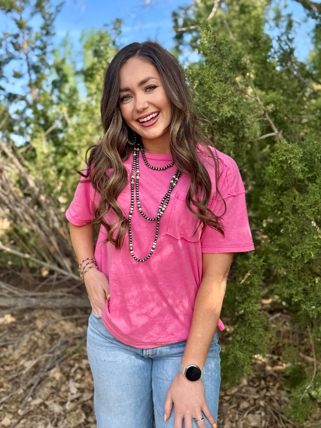 Lola Exposed Hem Pocket Tee