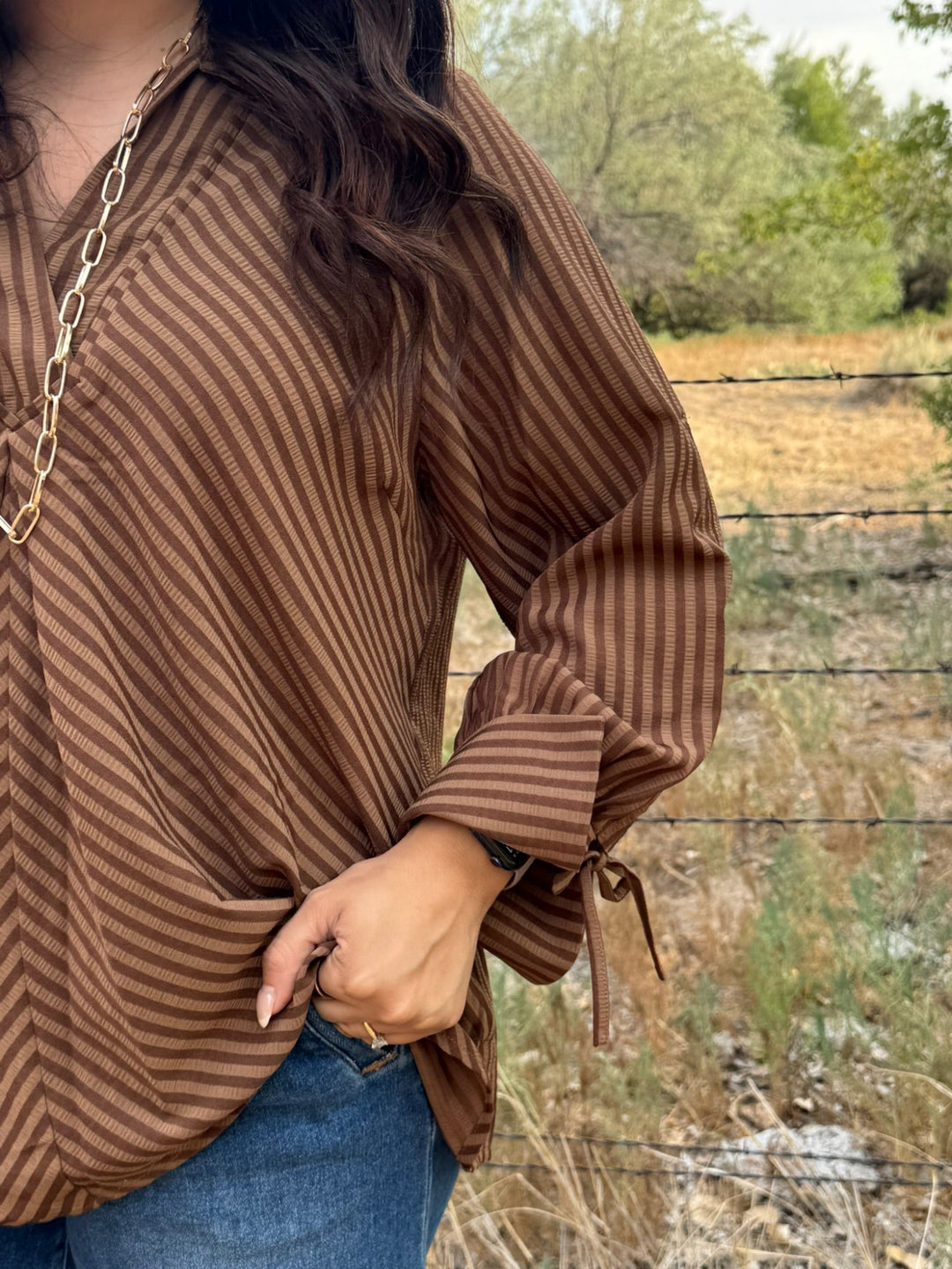 Palmer Brown V-Neck Top