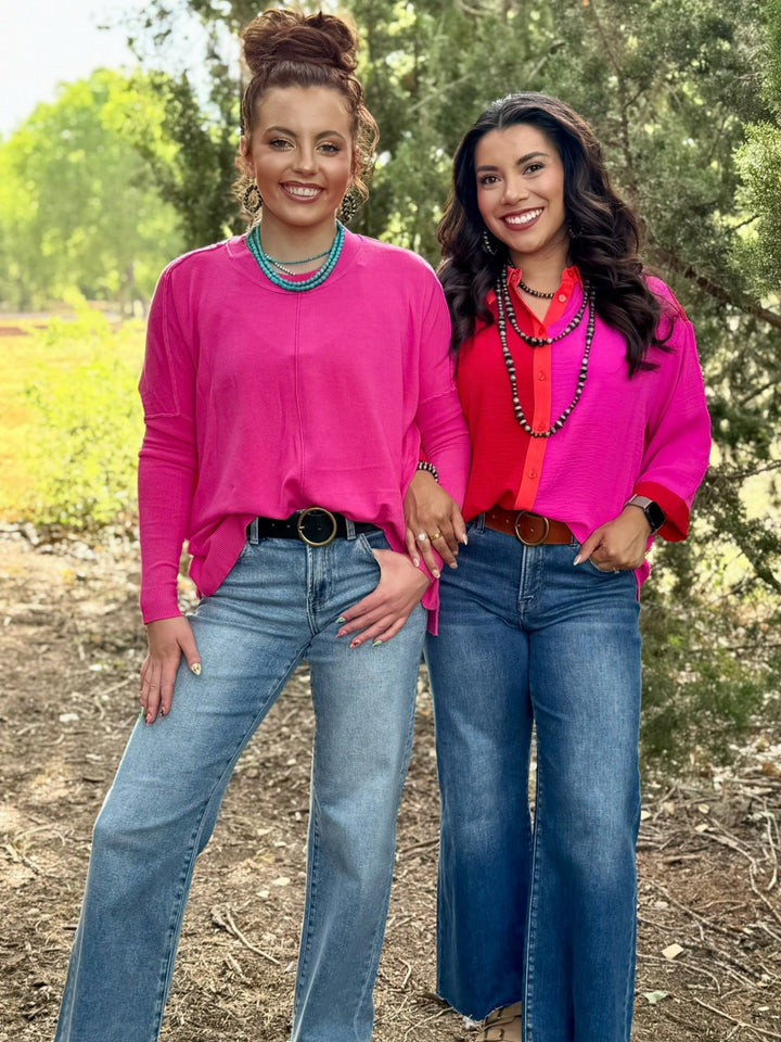 Red & Pink Side by Side Top