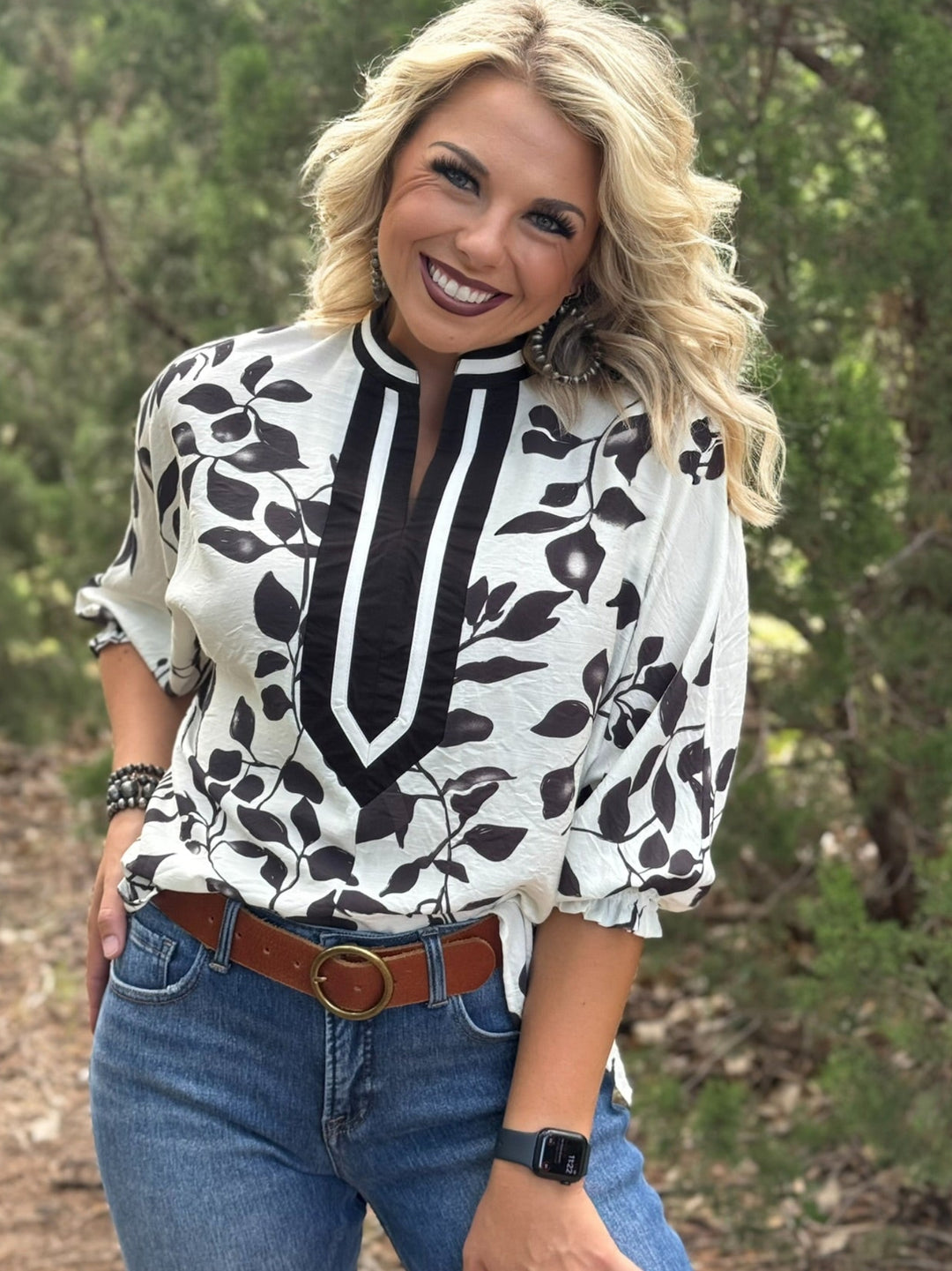 Saige Floral Contrast Top