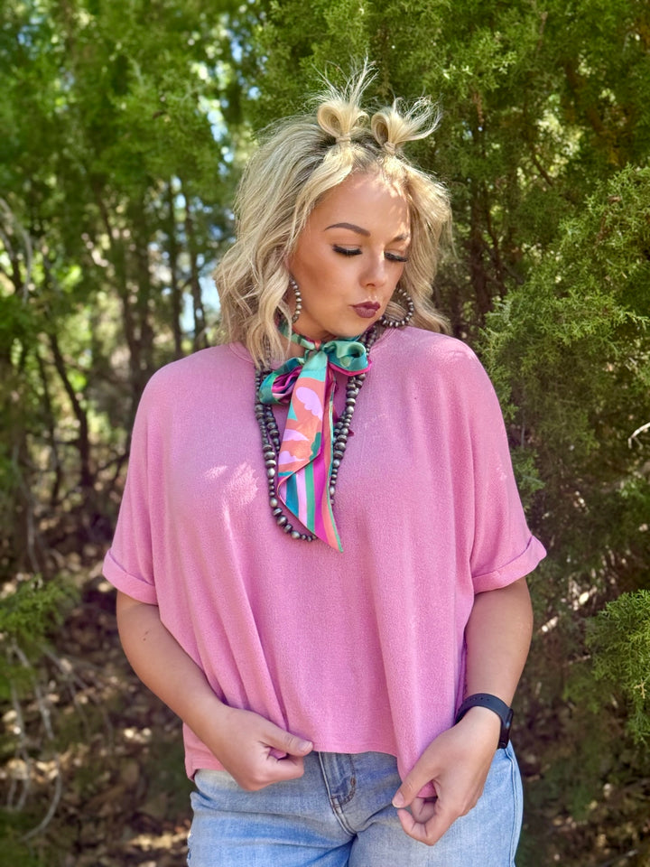 Opal Drop Shoulder Pink Top