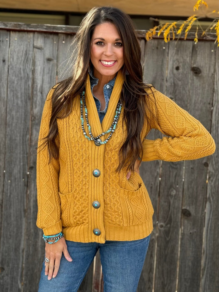 Beth Cardigan with Turquoise Concho Buttons