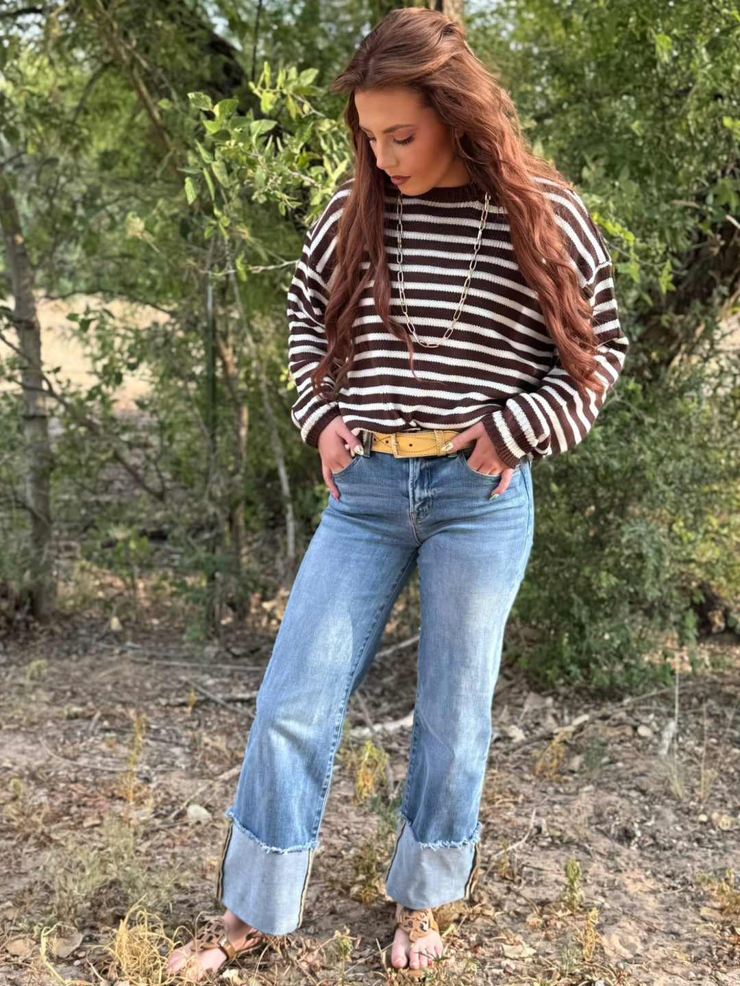 Morning Brew Brown Striped Sweater