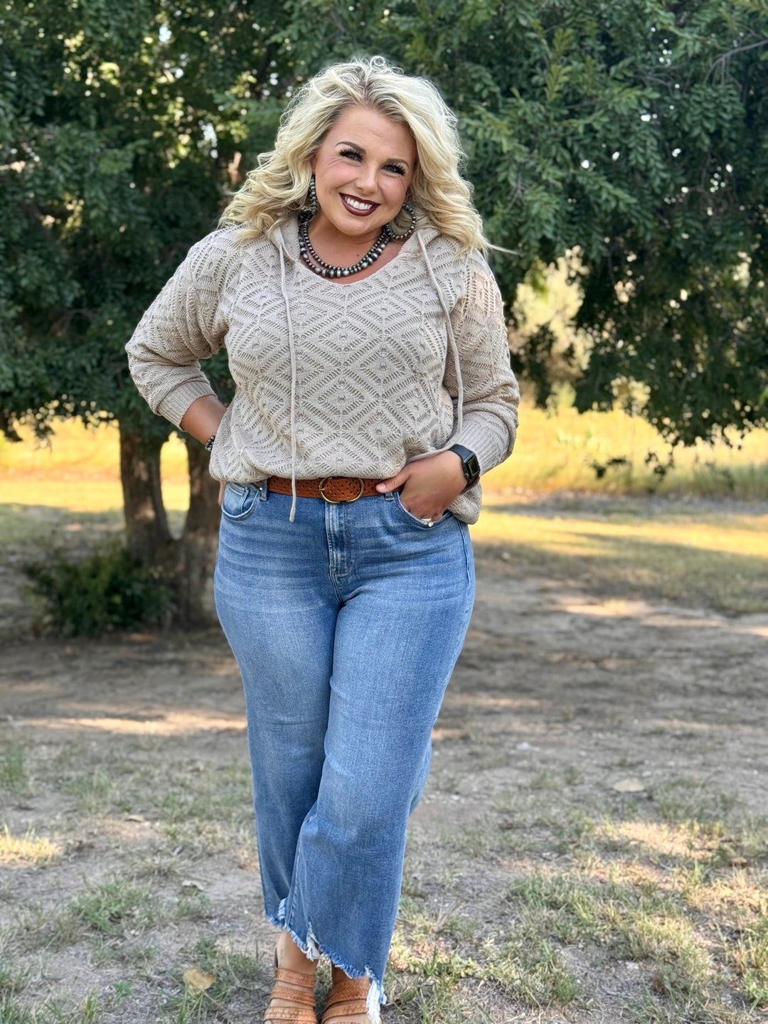 Brooklyn Tan Knit Hoodie