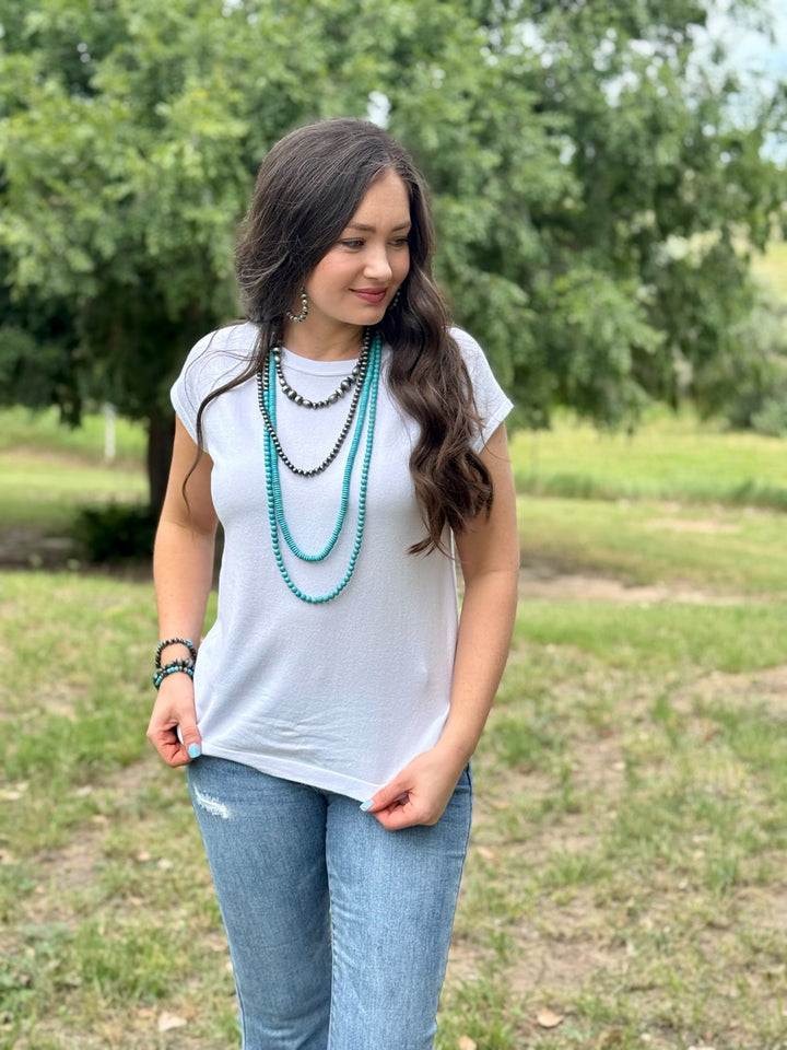 Miriam White Cap Sleeve Top