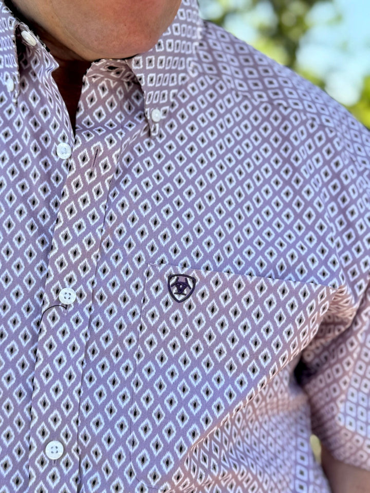 Rafael Lilac Diamond Print Wrinkle Free Shirt by Ariat