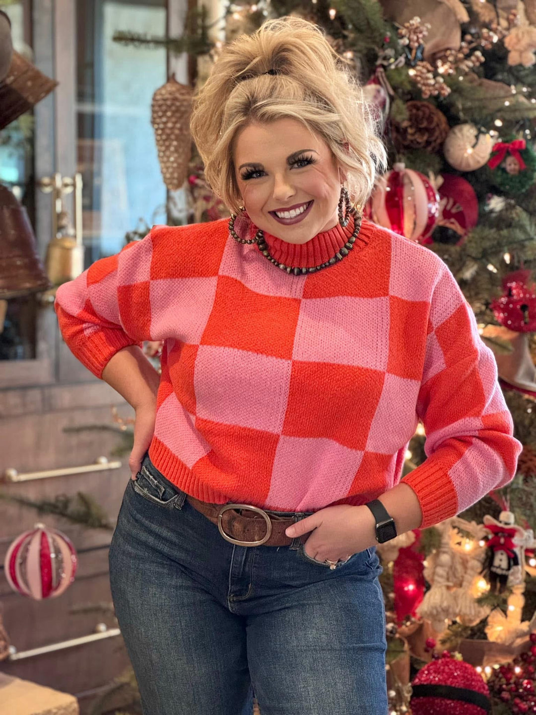 Ansley Orange & Pink Sweater