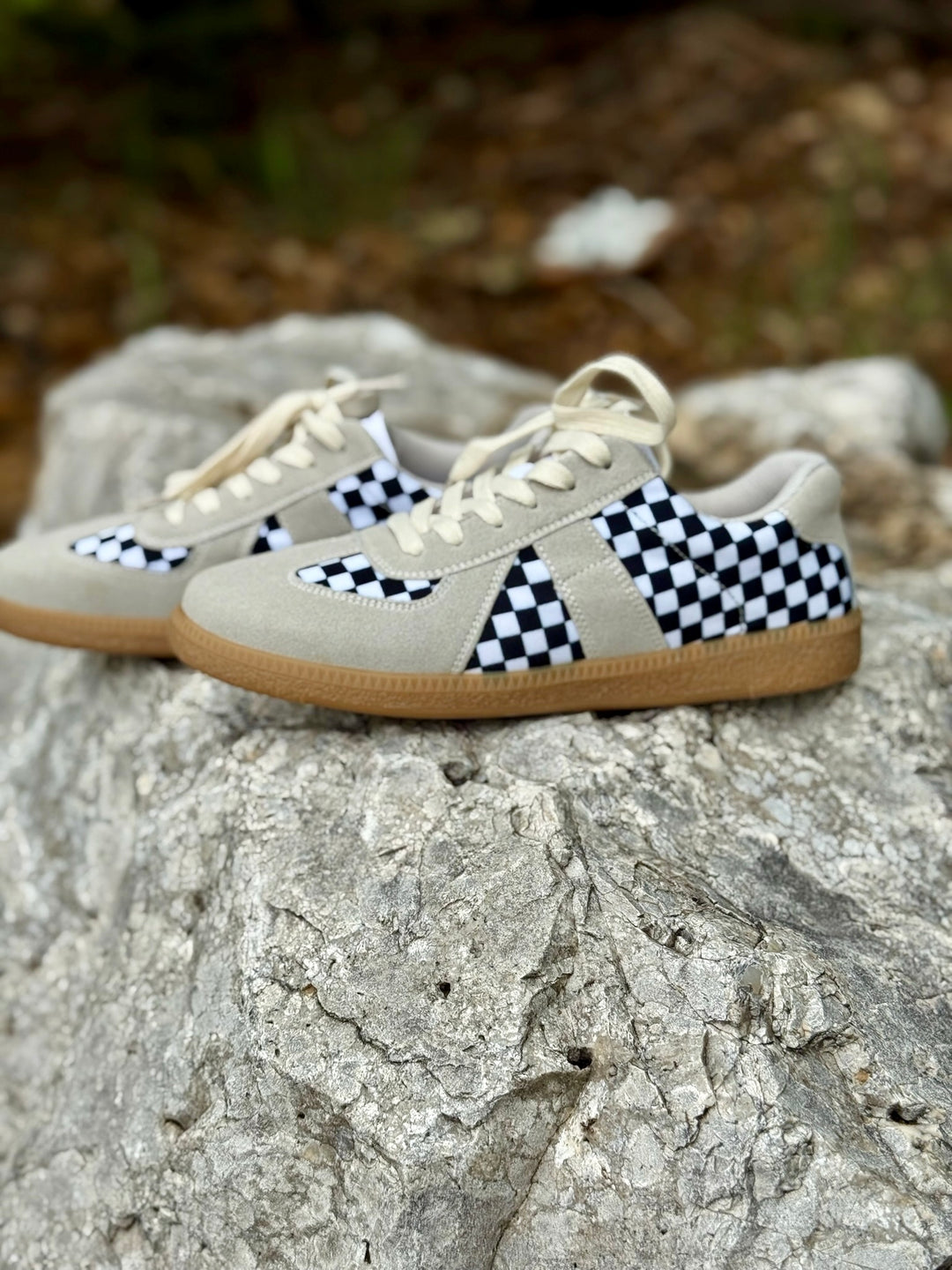 Black and White Checked Sneakers