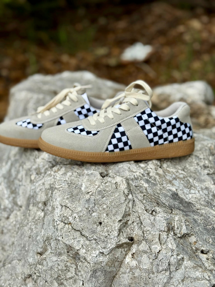 Black and White Checked Sneakers