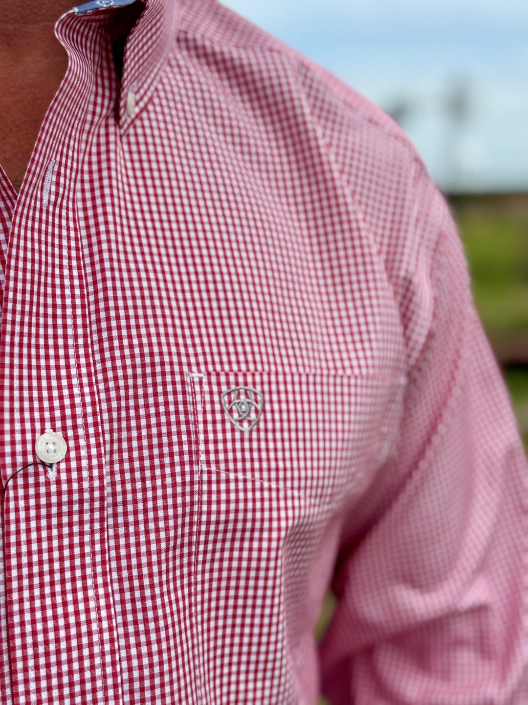 Dane Red Checkered Wrinkle Free Classic Fit Shirt by Ariat