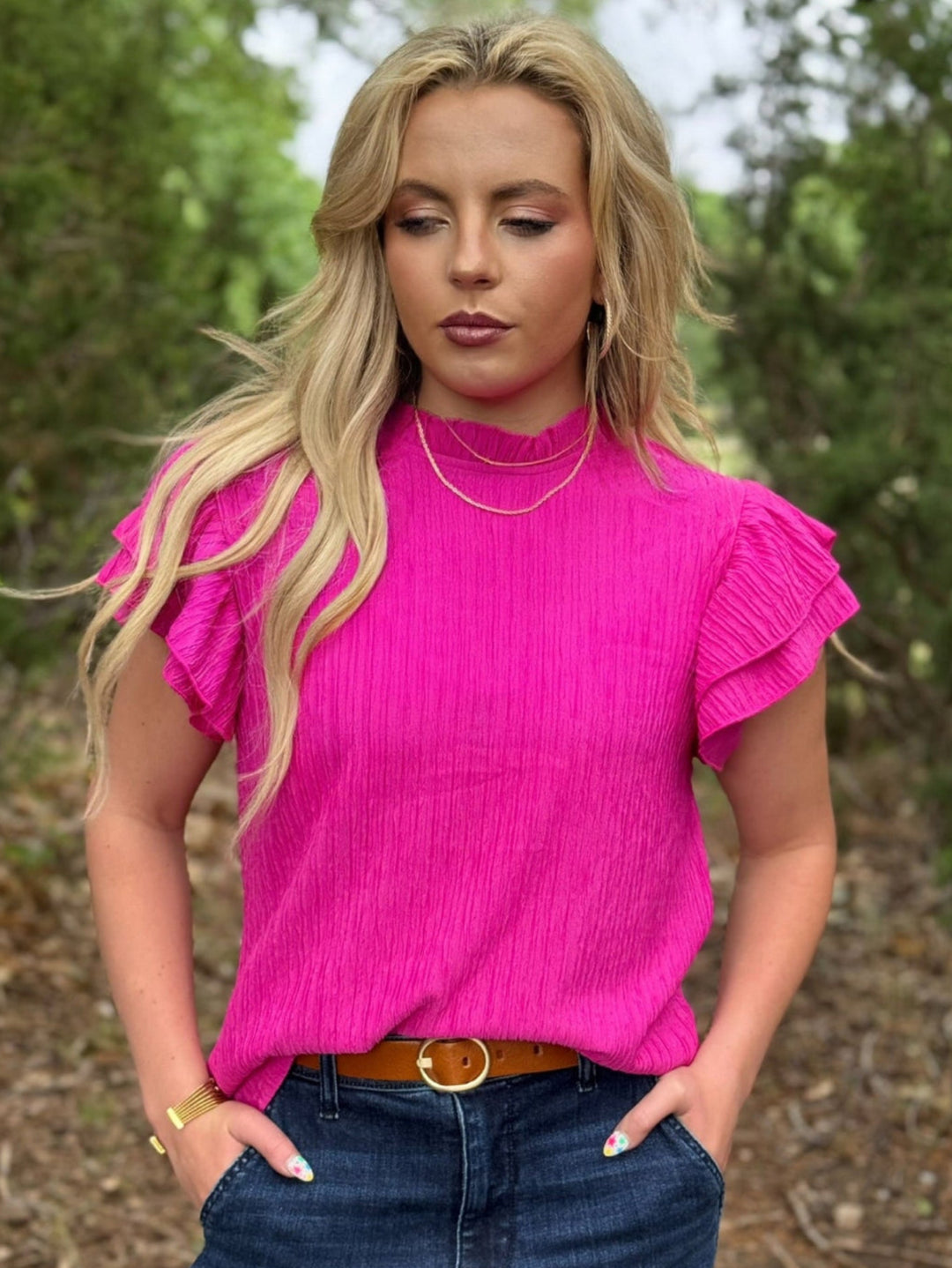 Kassi Pink Crinkle Top