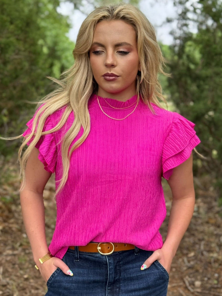 Kassi Pink Crinkle Top