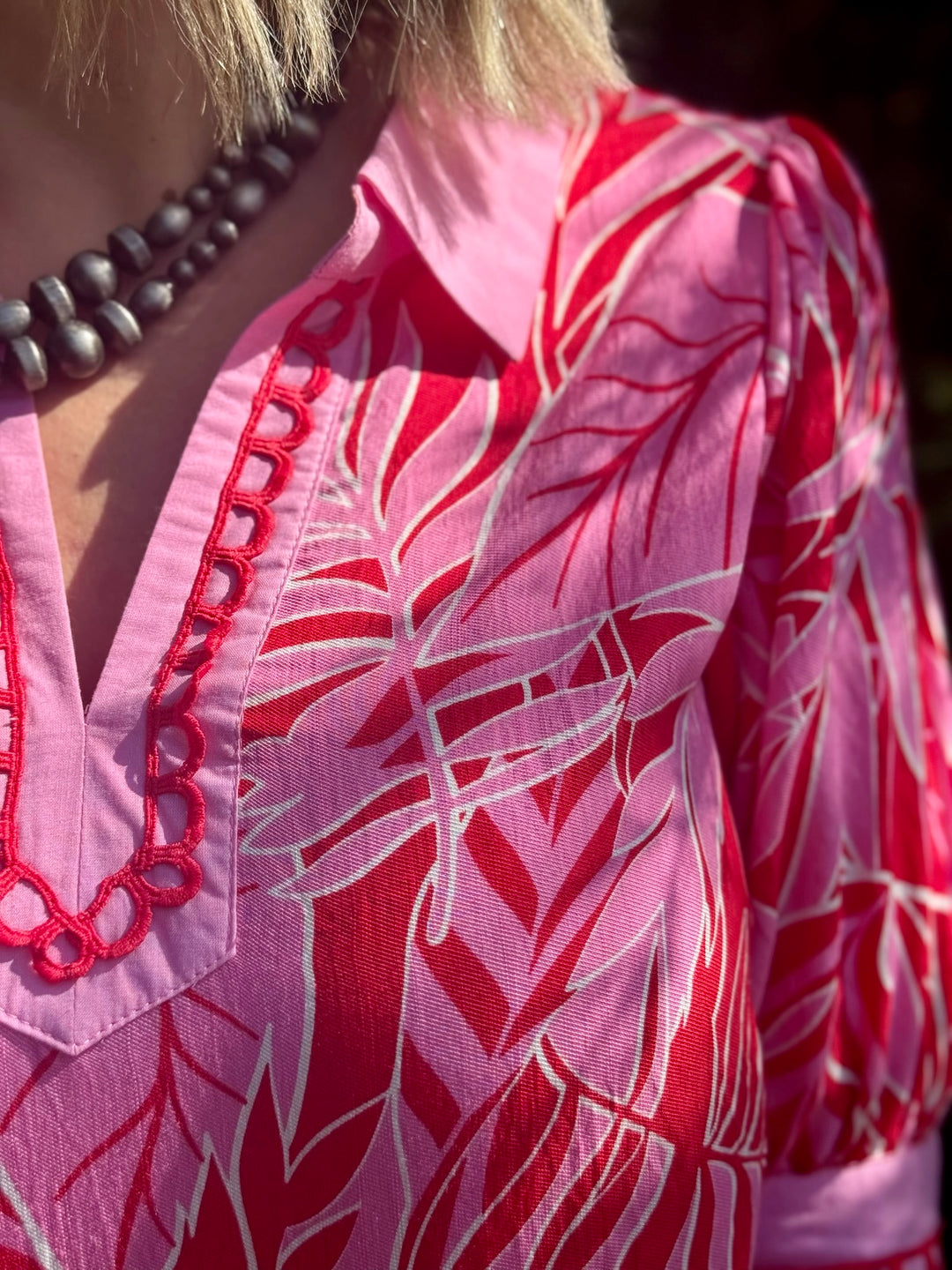 Ashlynn Pink & Red Tropical Top