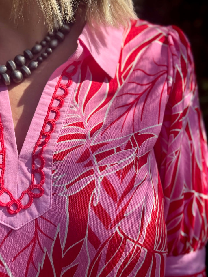 Ashlynn Pink & Red Tropical Top