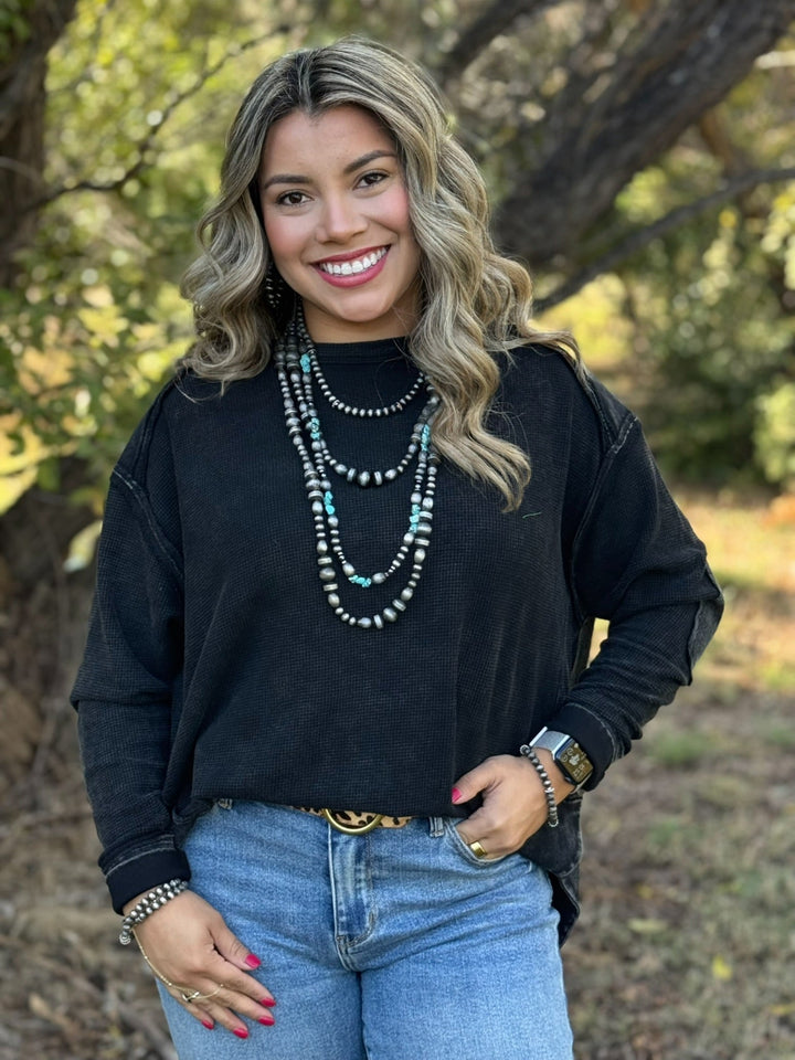 Melissa Black Mineral Wash Top