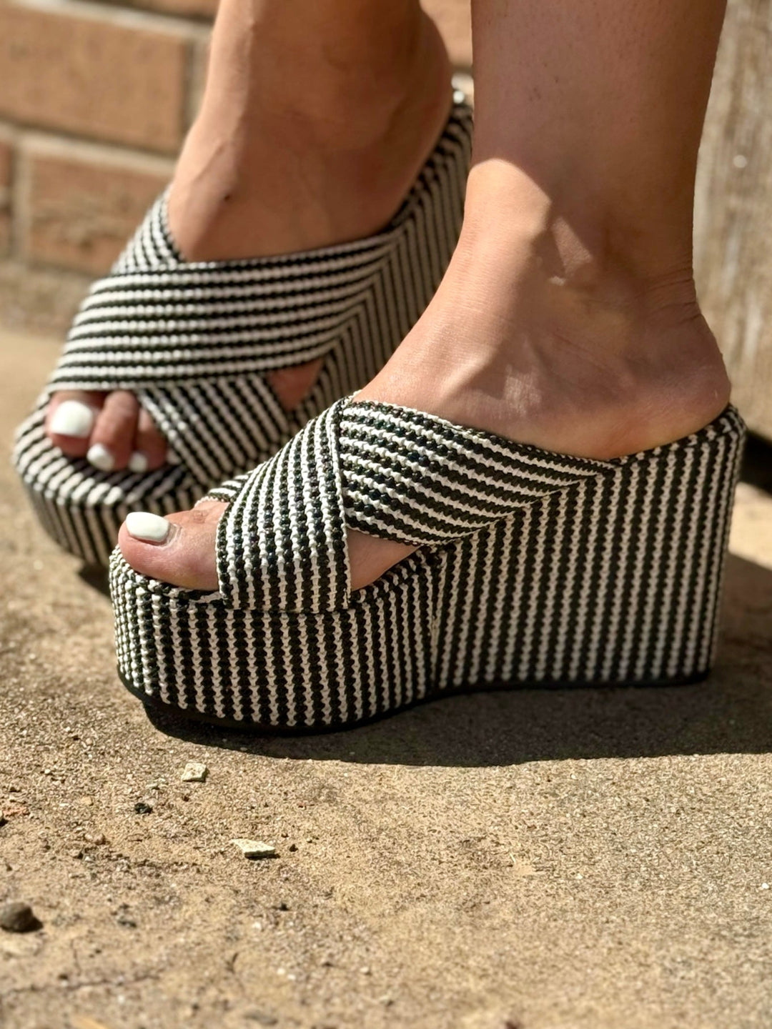 Ludovica Black Woven Wedge by Shu Shop