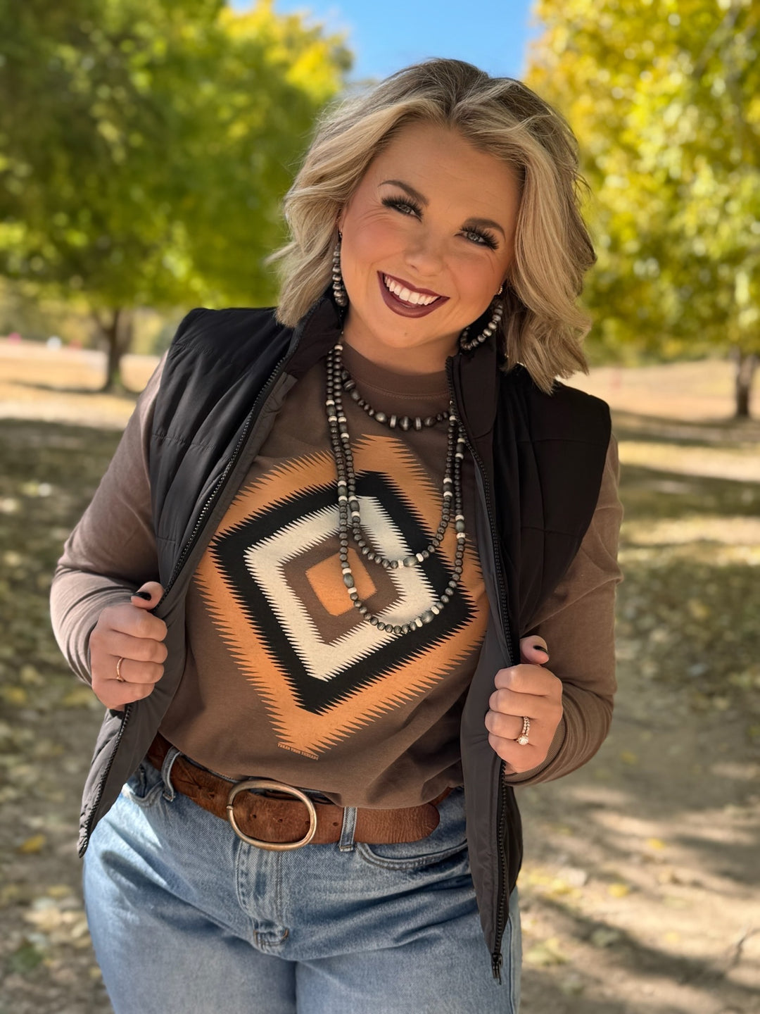 Zig Zag Aztec Graphic Tee by Texas True Threads