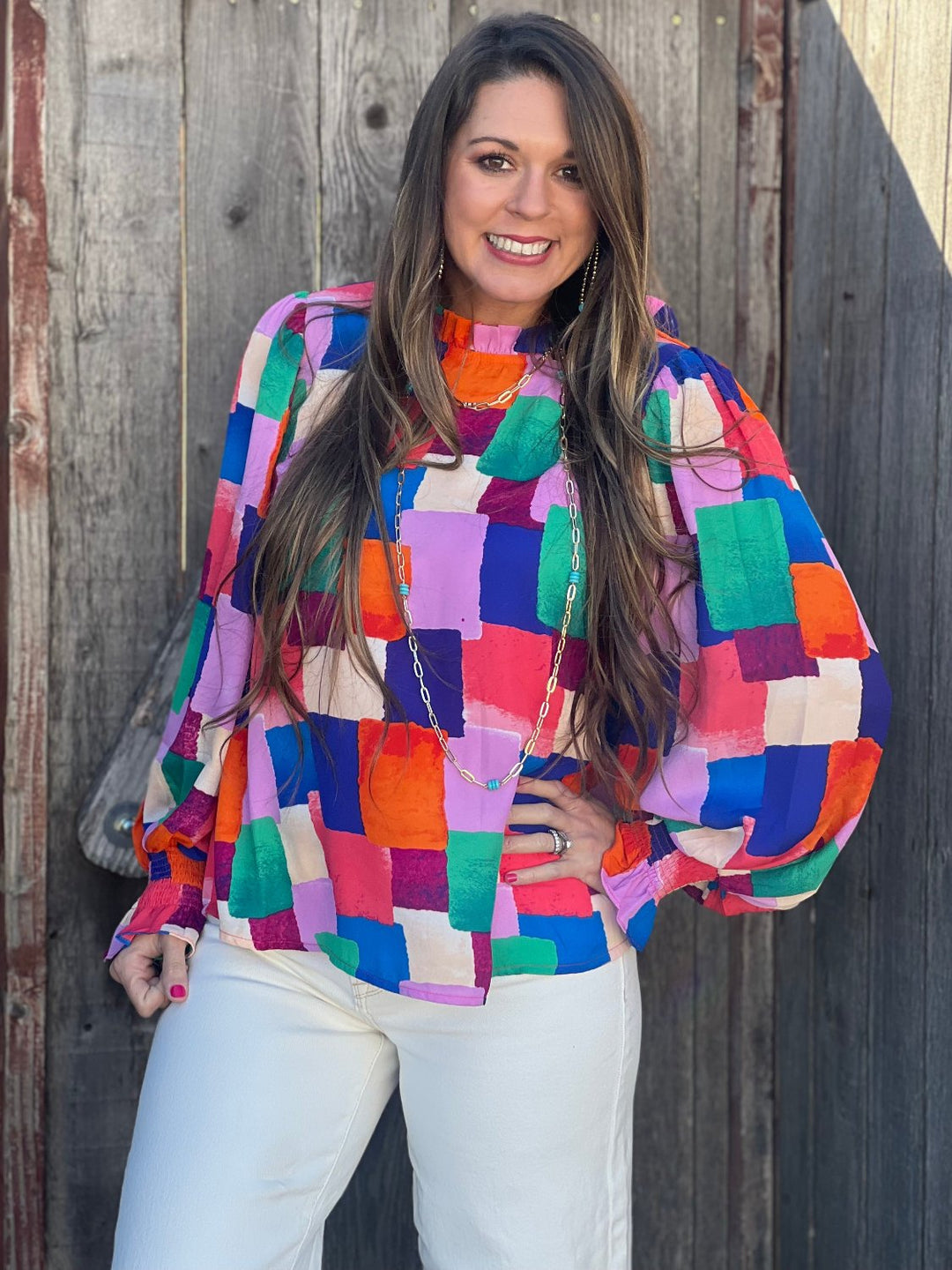 Lisa Multicolor Square Blouse