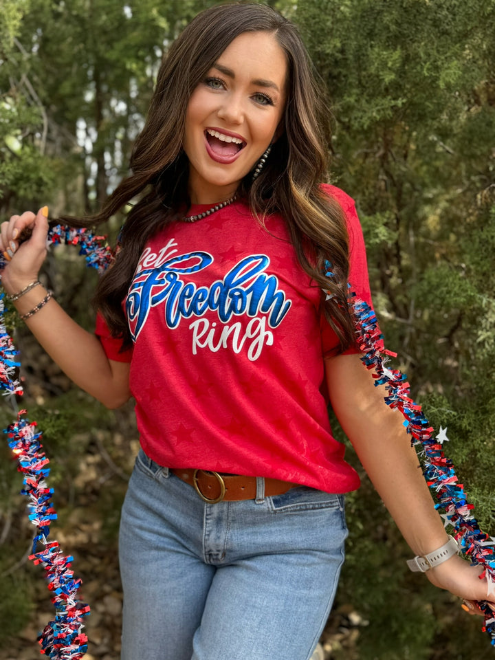 Let Freedom Ring with Metallic Puff Graphic Tee by Texas True Threads