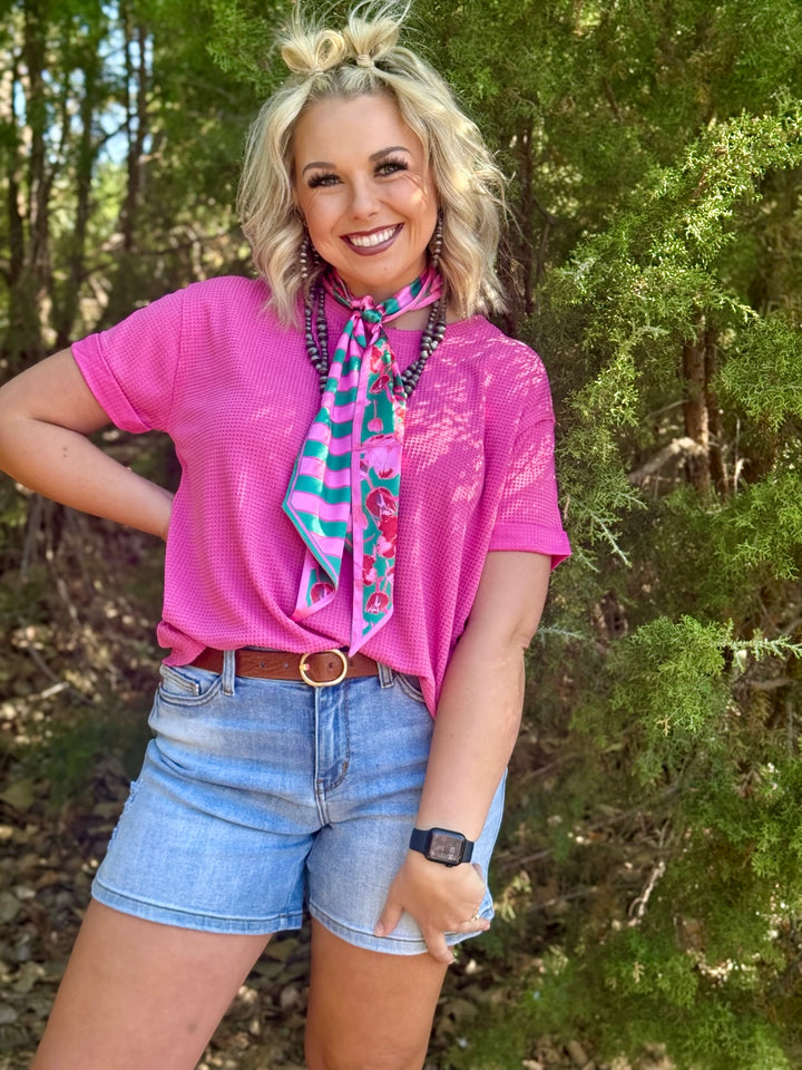 Shae Pink Waffle Knit Top