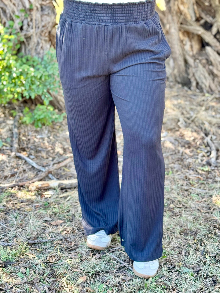 Willow Black Ribbed Leisure Pant