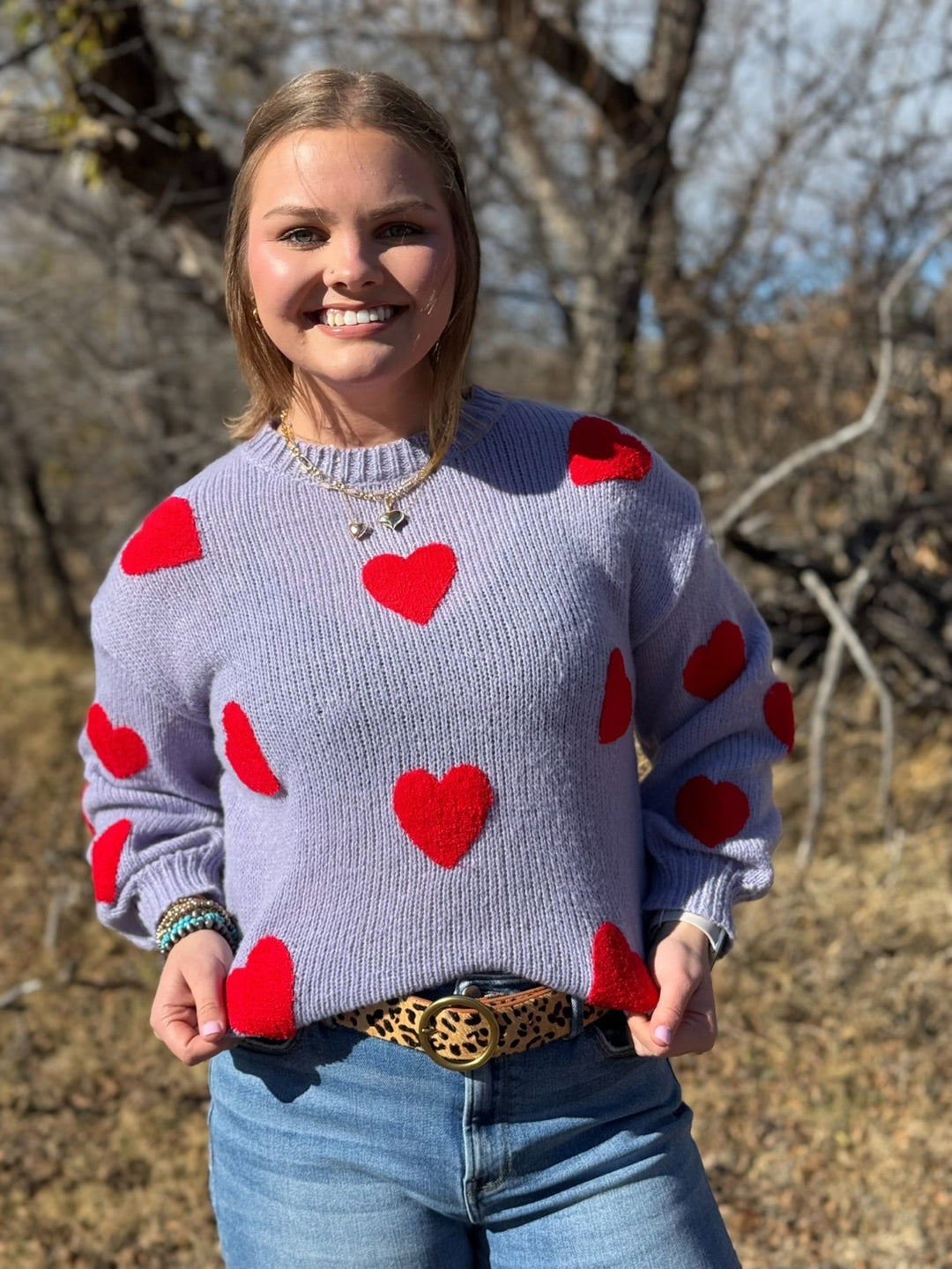 Morgan Heart Patch Lavender Sweater