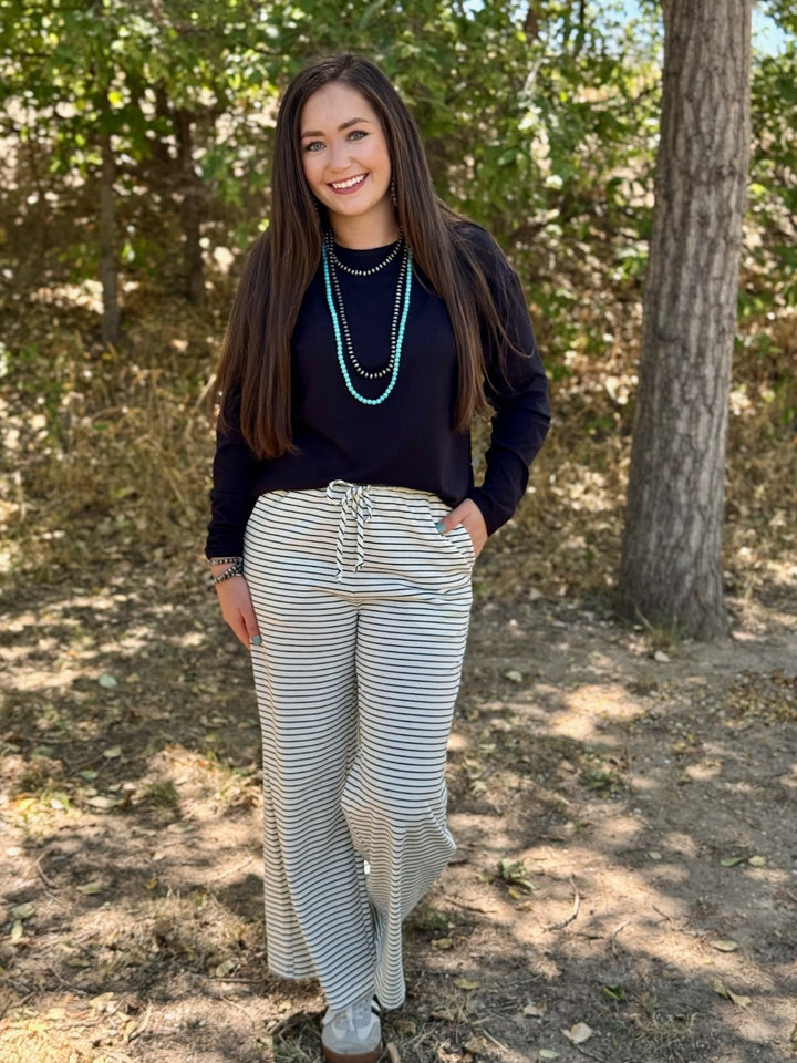 Mylah Black & White Striped Pant