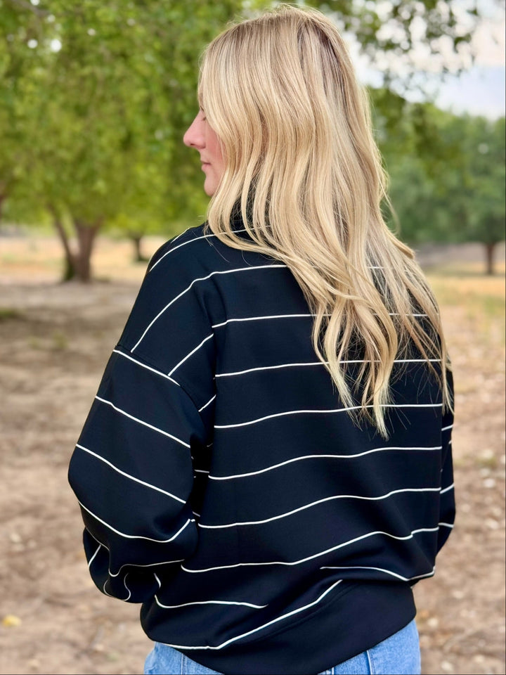 Chic in Stripes Black Sweatshirt