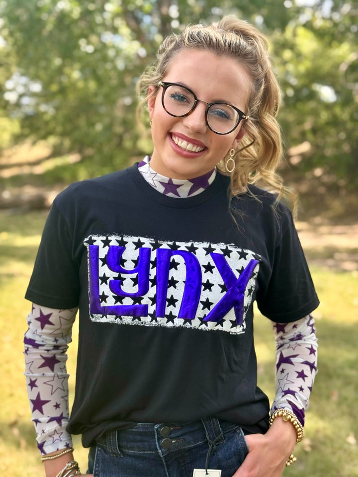 Go Team Purple Star Mesh Top