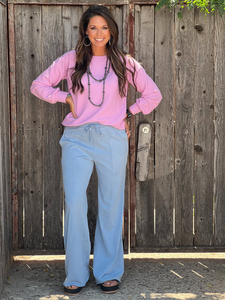 Irene Blue Cargo Wide Leg Pants