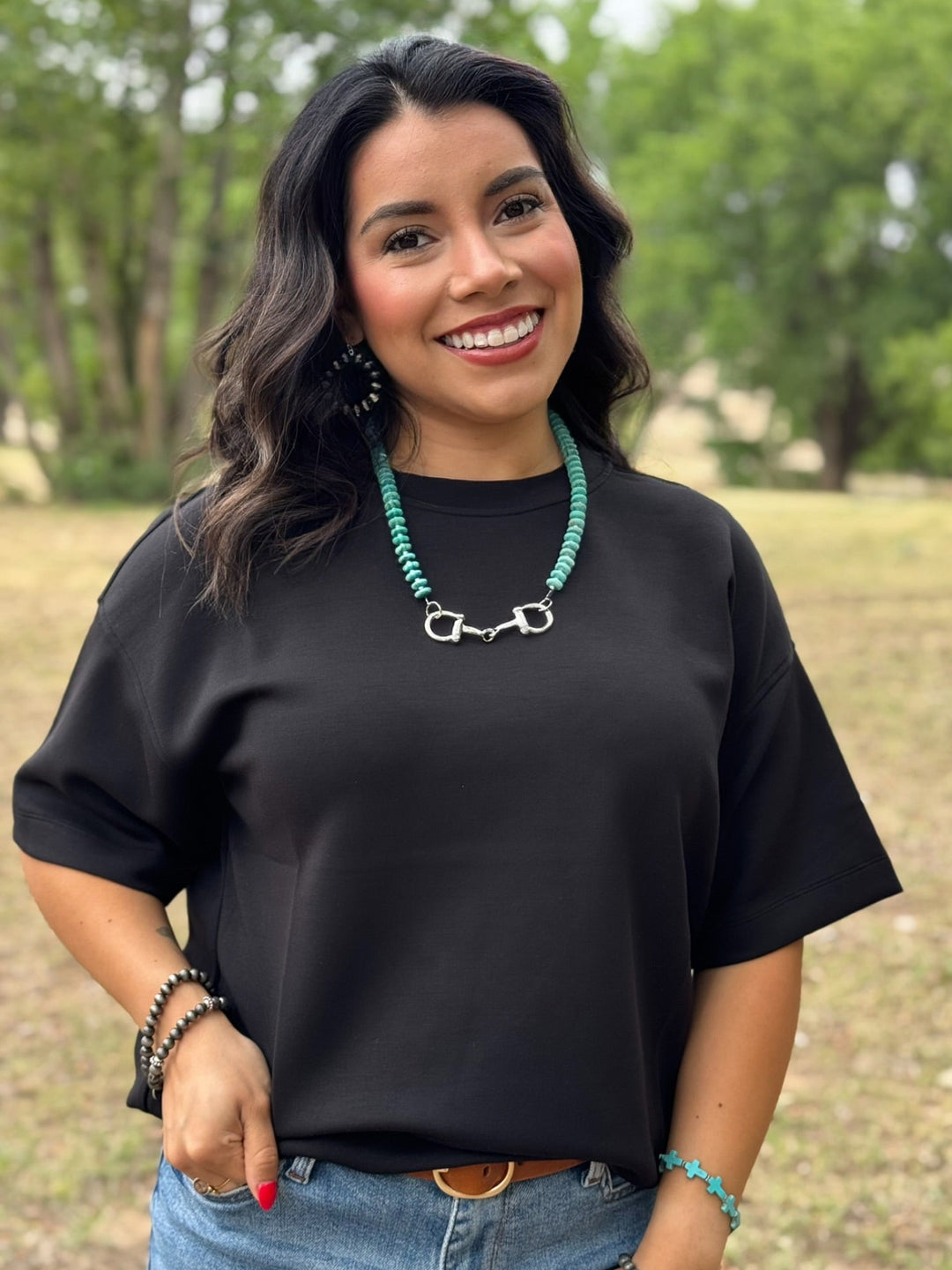 Tessa Black Scuba Knit Top