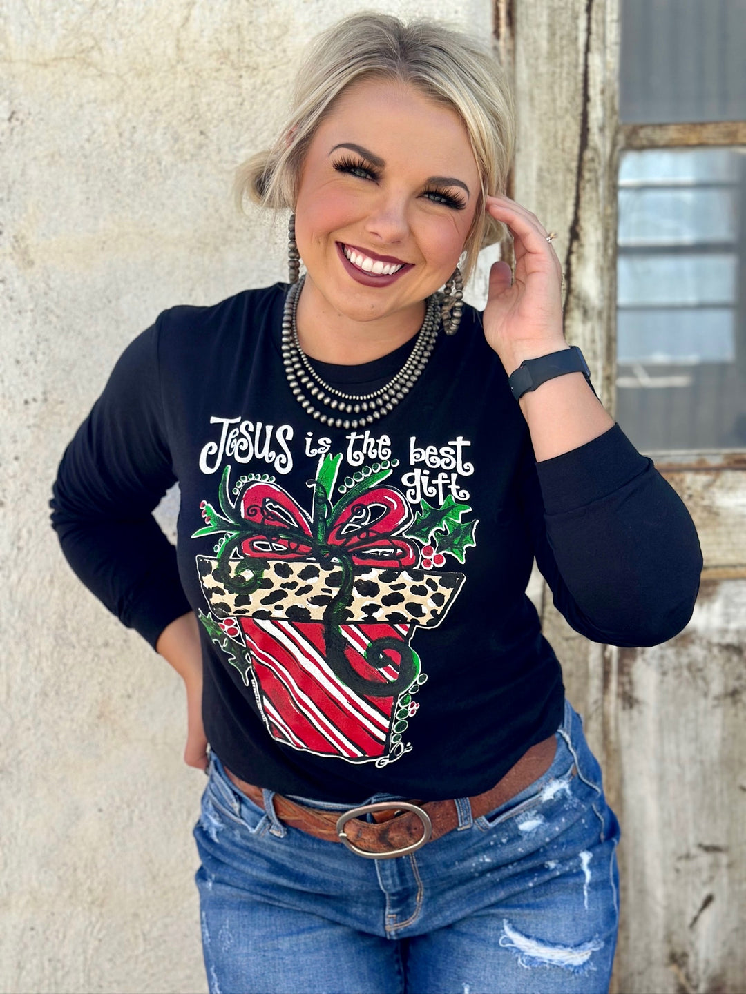 Long Sleeve Callie's Jesus is the Best Gift Graphic Tee by Texas True Threads