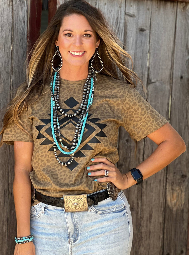Leopard Ridge Aztec Graphic Tee by Texas True Threads