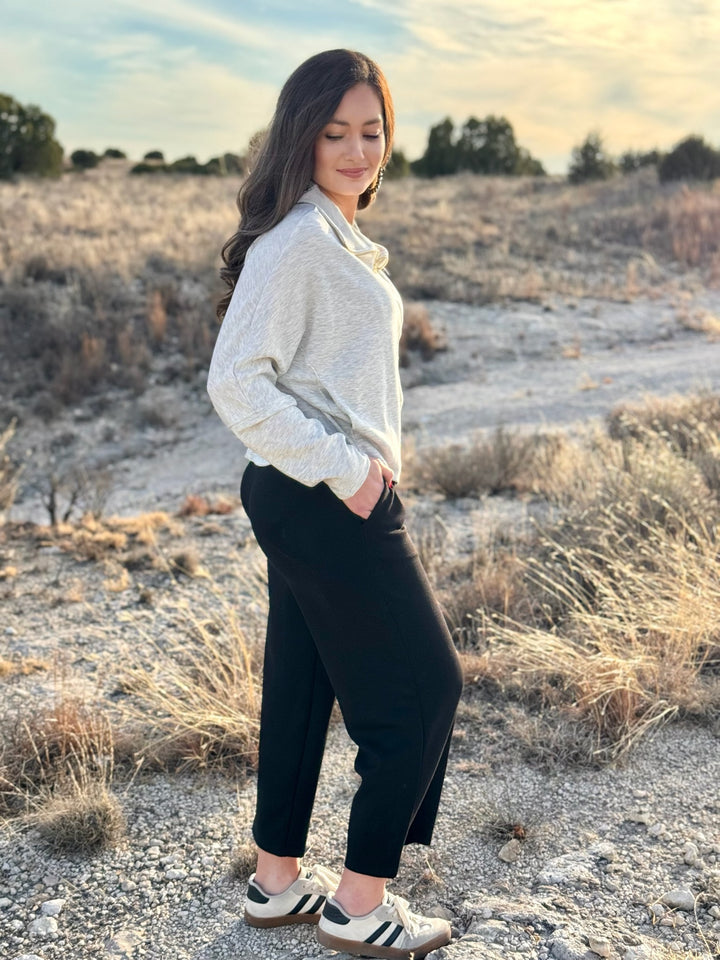 Clara Ash Grey Scuba Zip Pullover