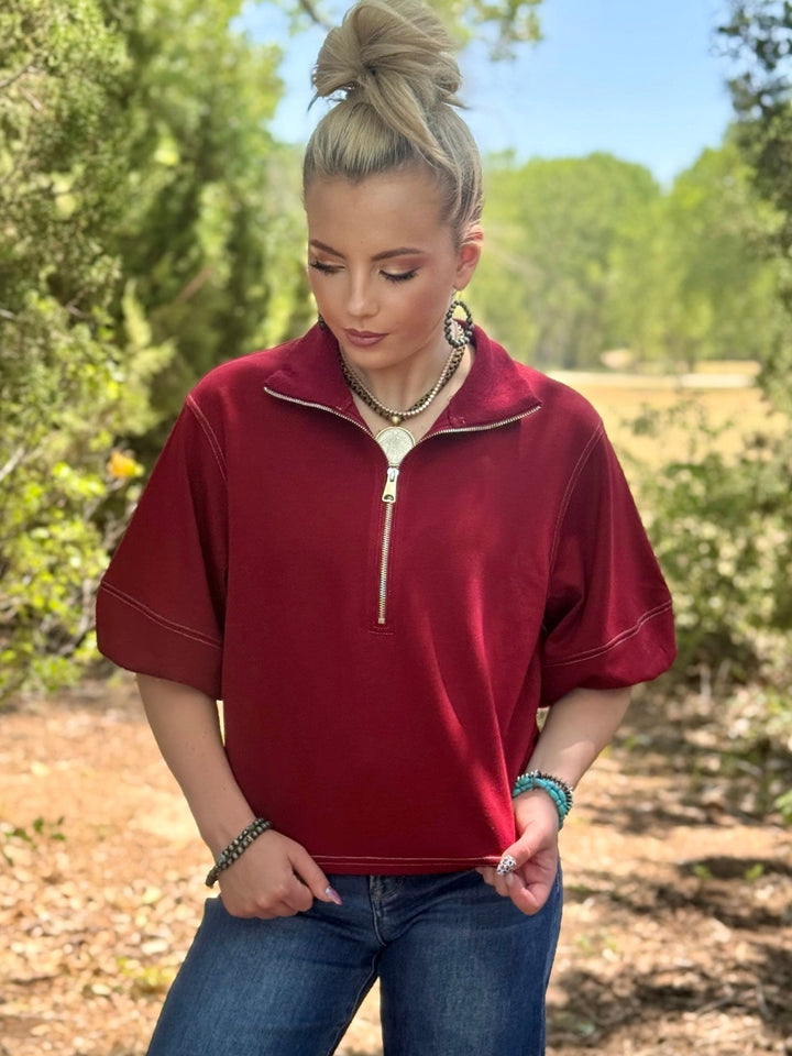 I'm A Fan 1/4 Zip Top