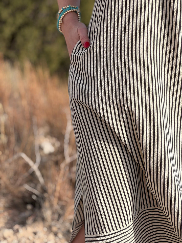 Kelsey Striped V-Neck Midi Dress