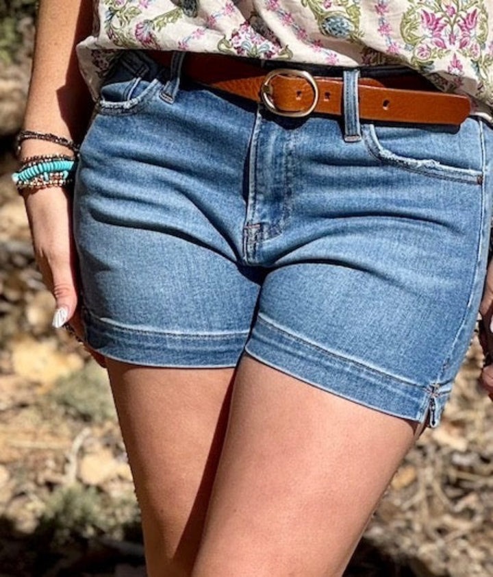 Jersey High Rise Denim Shorts by Risen