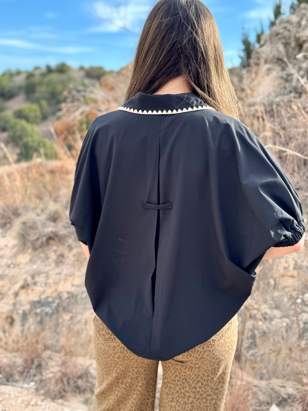 Kara Black Collared Blouse