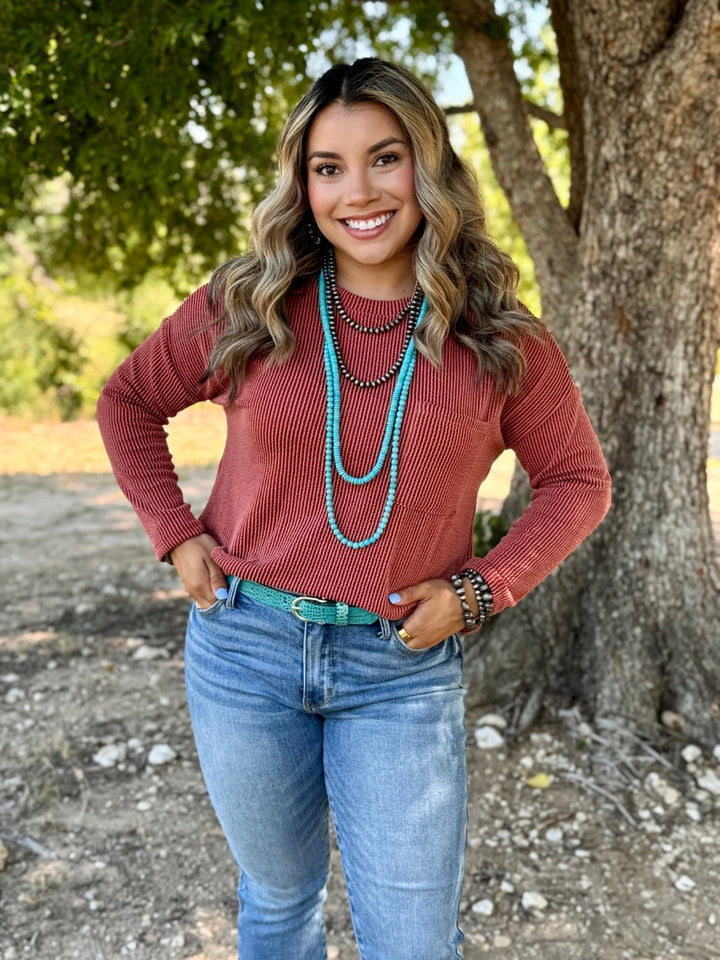 Gabby Rust Ribbed Top
