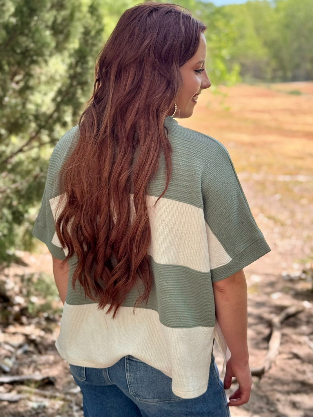 Cooper Wide Stripe V-Neck Top