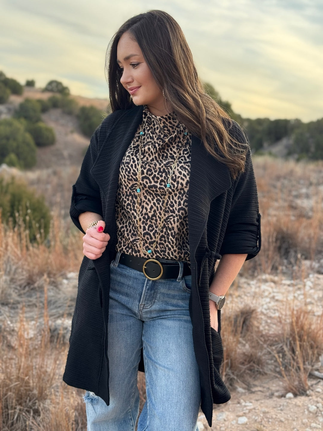 Teagan Leopard Mock Neck Top