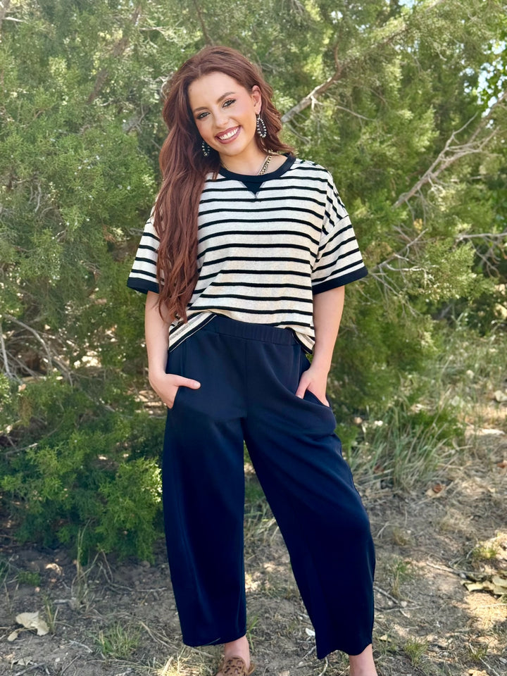 Black & White Exposed Hem Top