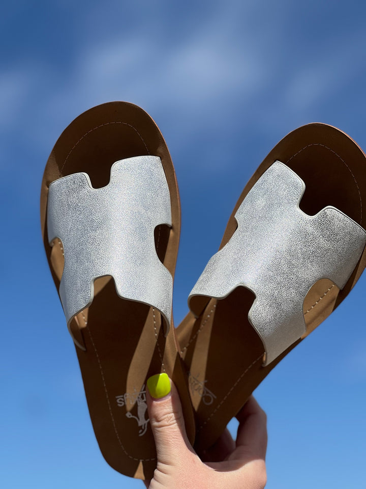 Bogalusa Silver Metallic Sandal by Corkys