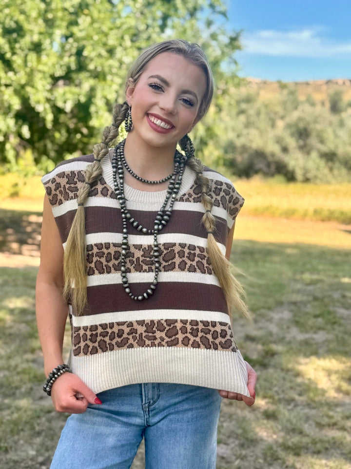 Safari Striped Sleeveless Sweater