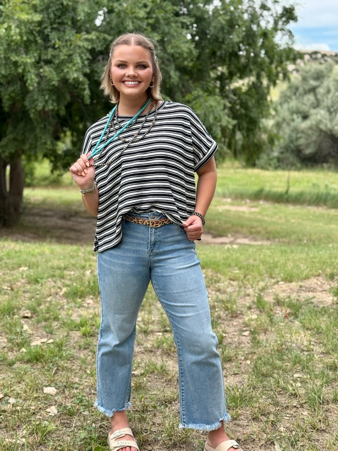 Norah Black & White Striped Top
